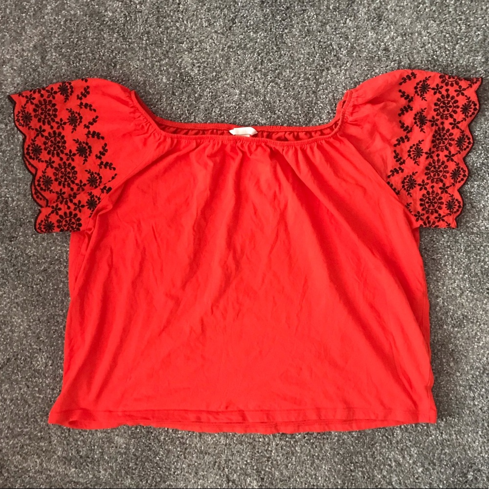 H&M Orange Off-The-Shoulder Top